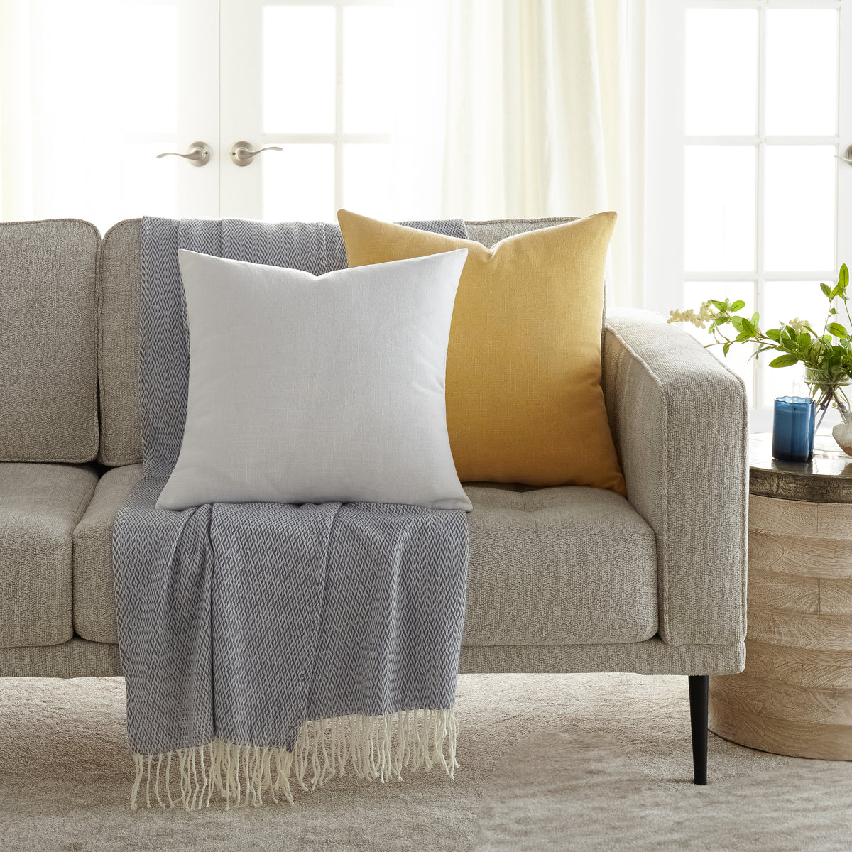Stone Washed & Distressed Cotton Decor Throw Pillow Cover