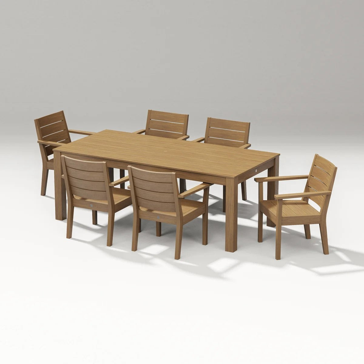 Polywood - Latitude 7-Piece Arm Chair Dining Set - Parsons 84" - FREE SHIPPING