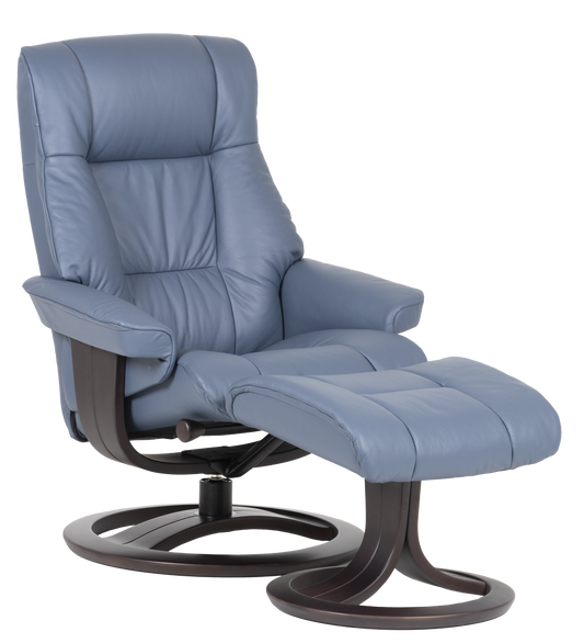 H2 SEATING - MAGIC LEATHER RECLINER WITH OTTOMAN MEDIUM