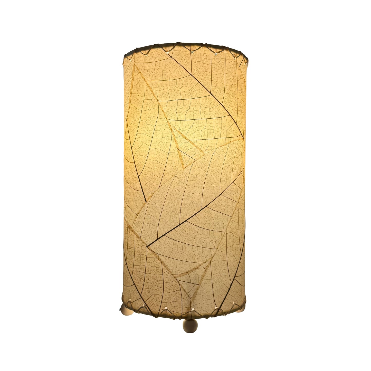 12 Inch Cocoa Leaf Cylinder Table Lamp