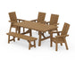 Polywood - Modern Curveback Adirondack 6-Piece Rustic Farmhouse Dining Set with Bench - FREE SHIPPING