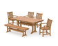 Polywood - Traditional Garden Arm Chair 6-Piece Farmhouse Dining Set with Trestle Legs & Bench - FREE SHIPPING