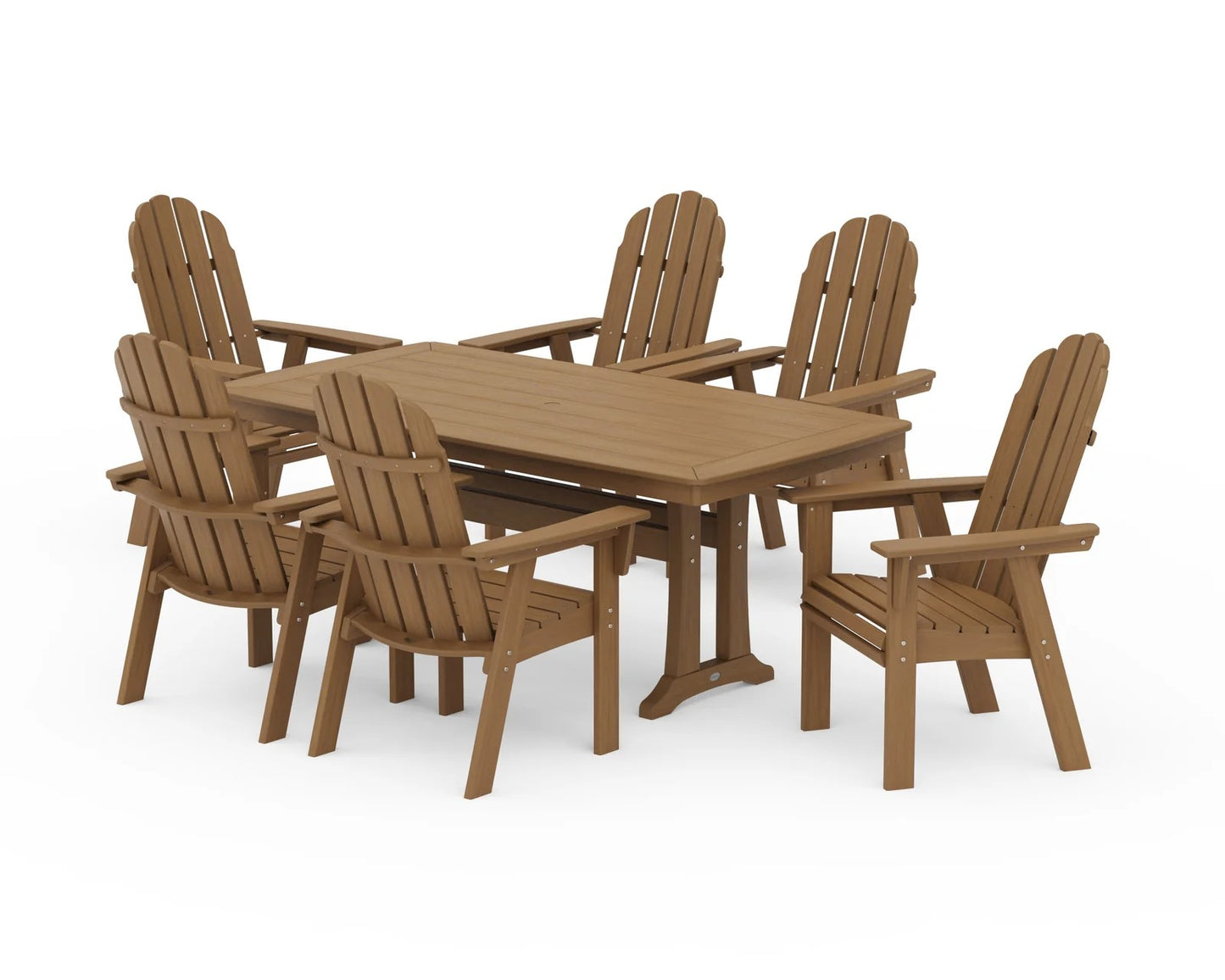 Polywood - Vineyard Curveback Adirondack 7-Piece Dining Set with Trestle Legs - FREE SHIPPING