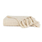 Slub-Yarn Basketweave Throw Blanket with Fringed Edges