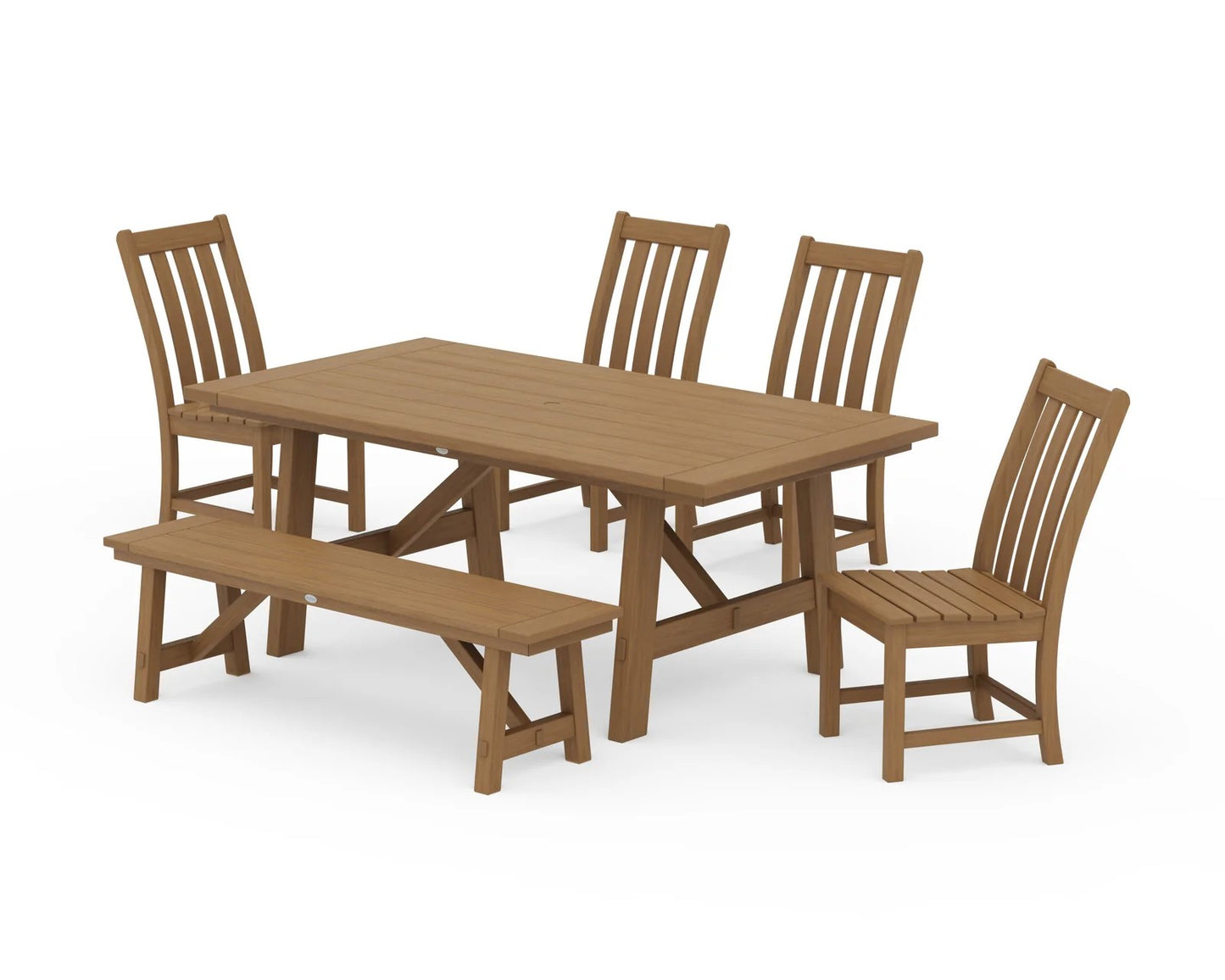 Polywood - Vineyard 6-Piece Rustic Farmhouse Side Chair Dining Set with Bench - FREE SHIPPING