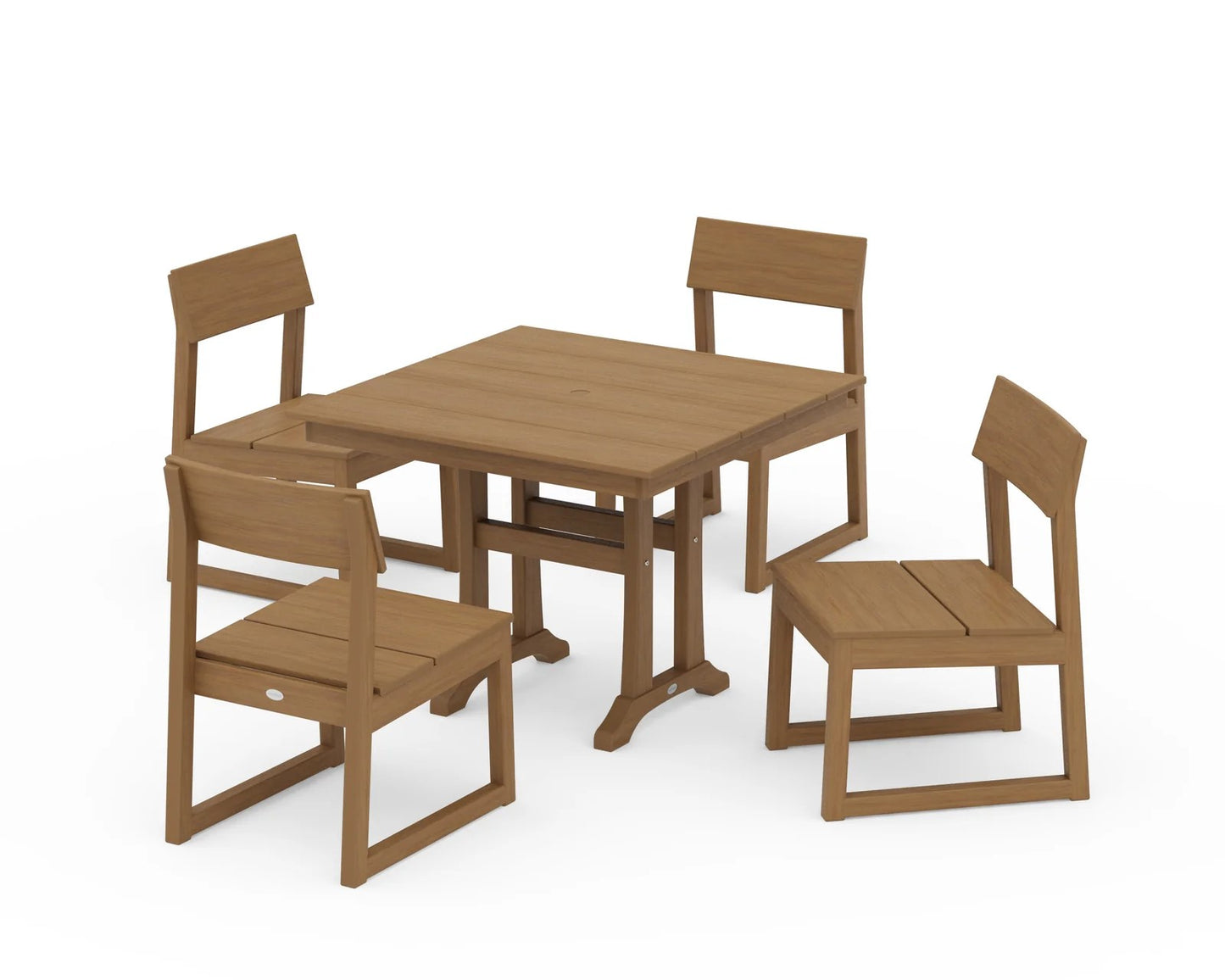 Polywood - EDGE 5-Piece Farmhouse Trestle Side Chair Dining Set - FREE SHIPPING