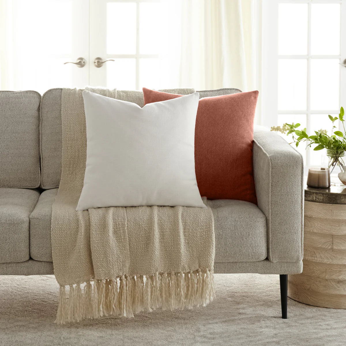 Stone Washed & Distressed Cotton Decor Throw Pillow Cover