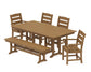 Polywood - Lakeside 6-Piece Farmhouse Dining Set with Bench - FREE SHIPPING