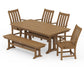 Polywood - Vineyard 6-Piece Arm Chair Farmhouse Dining Set with Trestle Legs & Bench - FREE SHIPPING