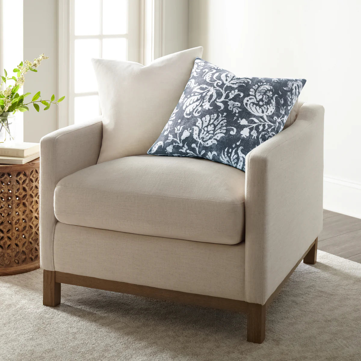 Distressed Floral Elegant Cotton Decor Throw Pillow Cover