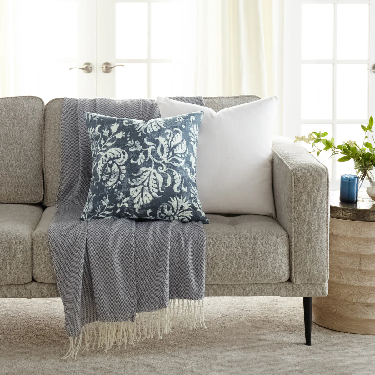Distressed Floral Elegant Cotton Decor Throw Pillow Cover