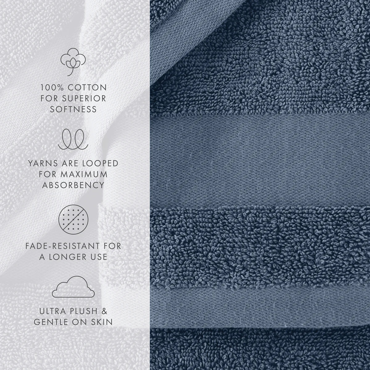 6-Piece Hotel-Quality 100% Cotton Bath Towel Set