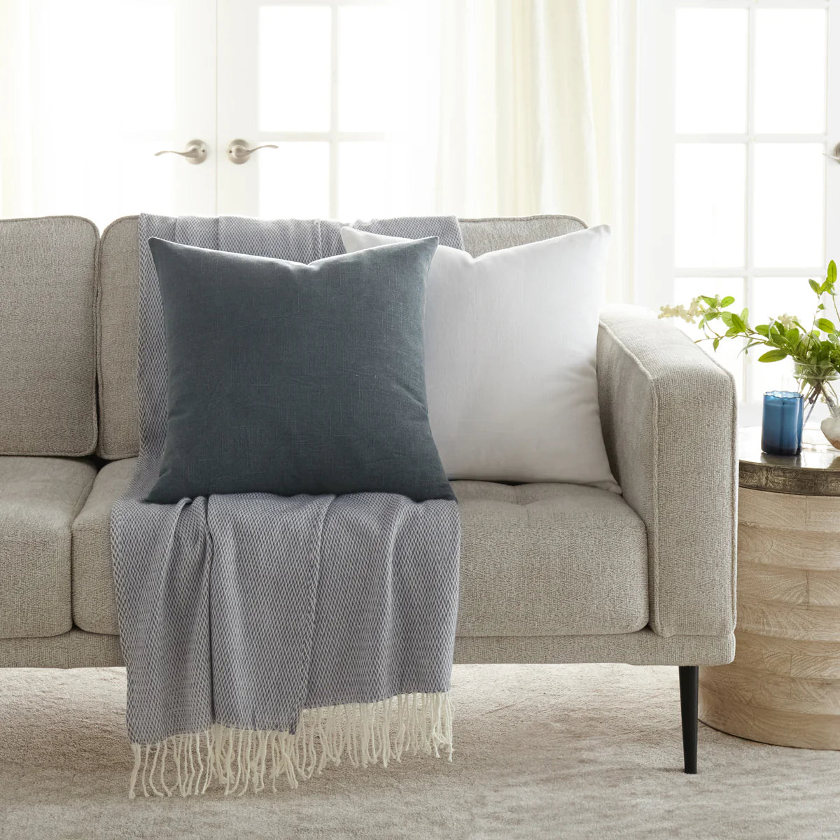 Stone Washed & Distressed Cotton Decor Throw Pillow Cover