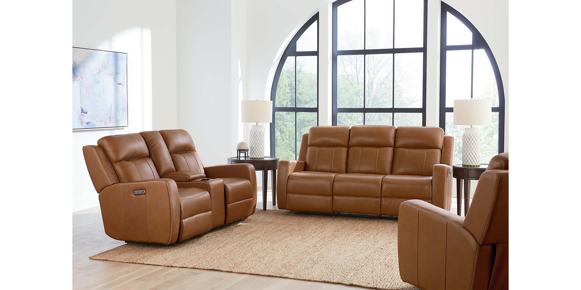 Bassett Club Level Norwood Leather Zero Gravity Power Glider Recliner — Bassett manufacturer gallery — Norwood Tan — Glider Recliner w/Power