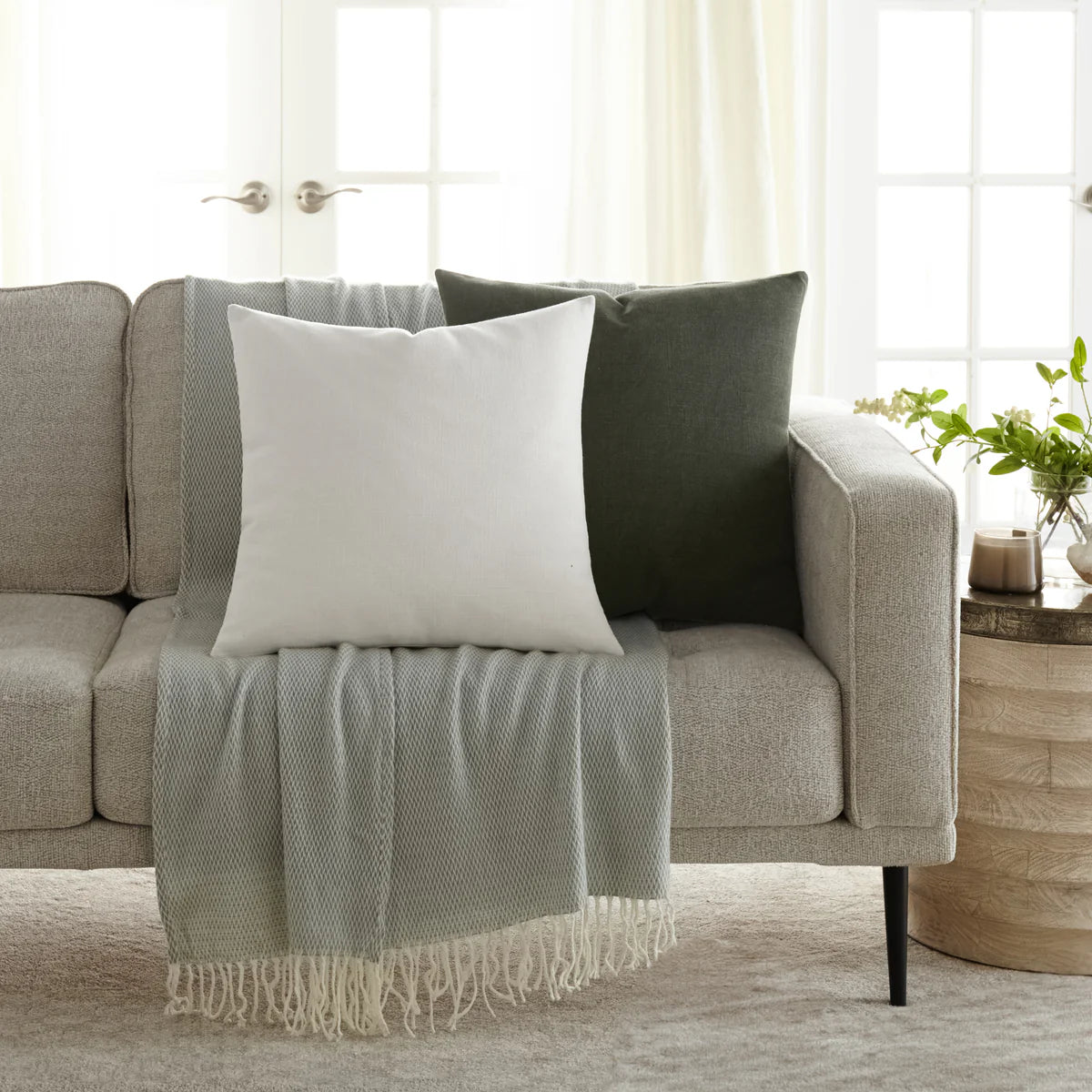 Stone Washed & Distressed Cotton Decor Throw Pillow Cover