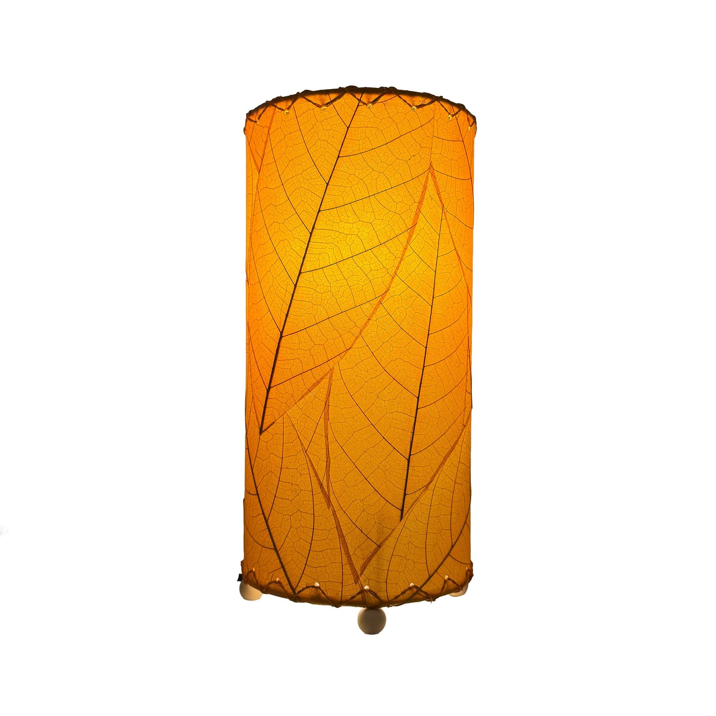 12 Inch Cocoa Leaf Cylinder Table Lamp