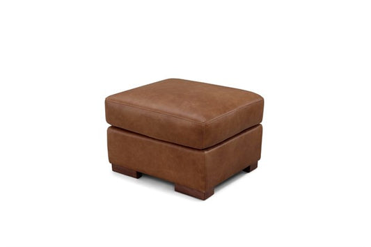 Leather Italia - Inglewood Ottoman in Vintage Brown Derby