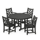 POLYWOOD  Chippendale 5-Piece Round Farmhouse Dining Set   FREE SHIPPING
