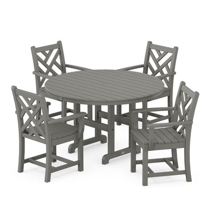 POLYWOOD  Chippendale 5-Piece Round Farmhouse Dining Set   FREE SHIPPING