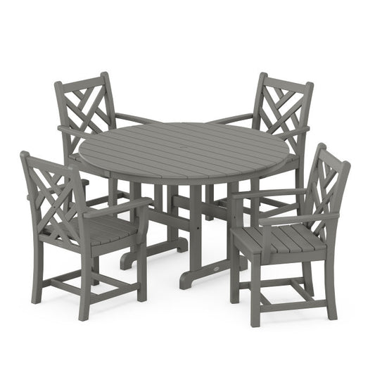 Polywood - Chippendale 5-Piece Round Farmhouse Dining Set - FREE SHIPPING