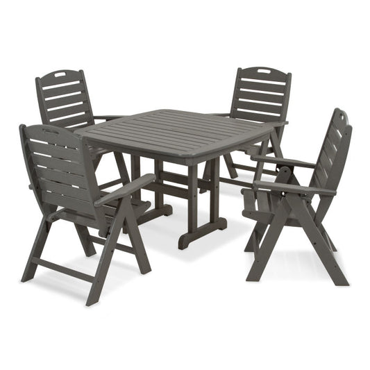 Polywood - Nautical Highback Chair 5-Piece Dining Set - FREE SHIPPING