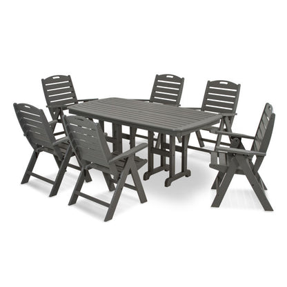 POLYWOOD     Nautical Folding Highback Chair 7-Piece Dining Set    FREE SHIPPING