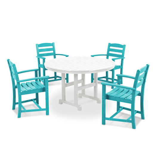 POLYWOOD - La Casa Café 5-Piece Round Farmhouse Dining Set - FREE SHIPPING