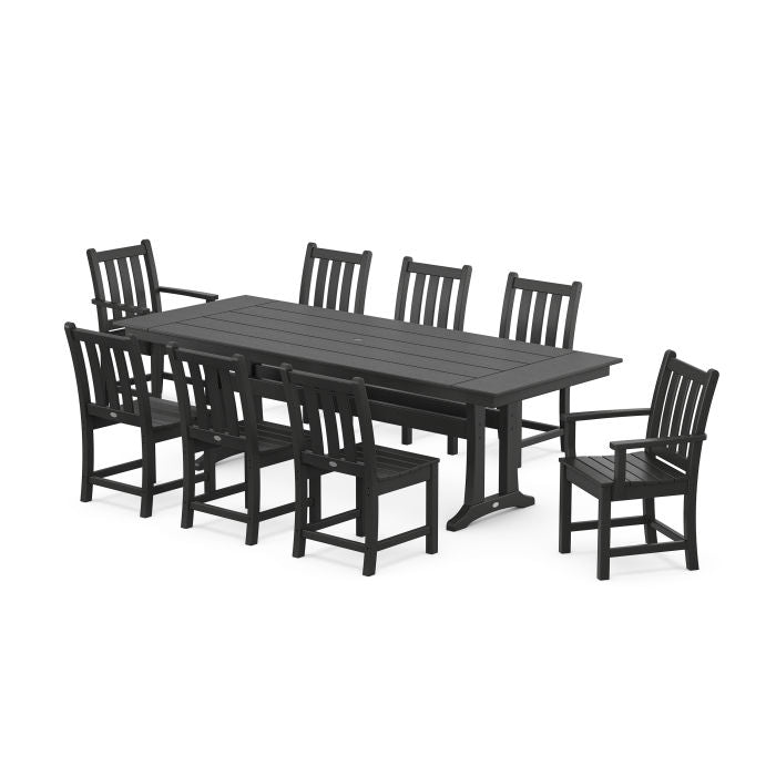 POLYWOOD Traditional Garden 9-Piece Farmhouse Dining Set with Trestle Legs FREE SHIPPING