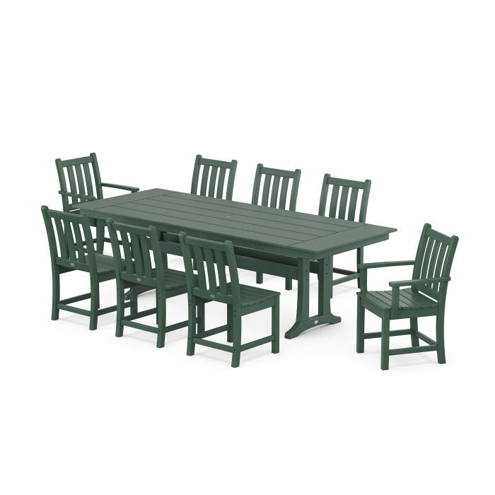POLYWOOD Traditional Garden 9-Piece Farmhouse Dining Set with Trestle Legs FREE SHIPPING