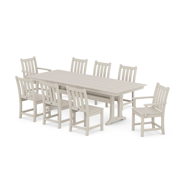 POLYWOOD Traditional Garden 9-Piece Farmhouse Dining Set with Trestle Legs FREE SHIPPING