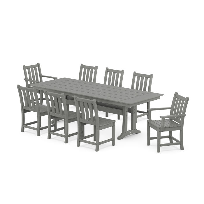 POLYWOOD Traditional Garden 9-Piece Farmhouse Dining Set with Trestle Legs FREE SHIPPING
