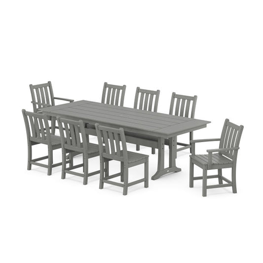 Polywood - Traditional Garden 9-Piece Farmhouse Dining Set with Trestle Legs - FREE SHIPPING