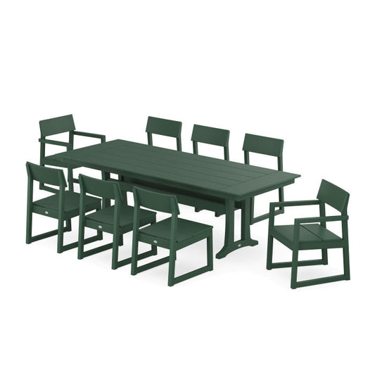 POLYWOOD - Edge 9-Piece Farmhouse Dining Set with Trestle Legs - FREE SHIPPING