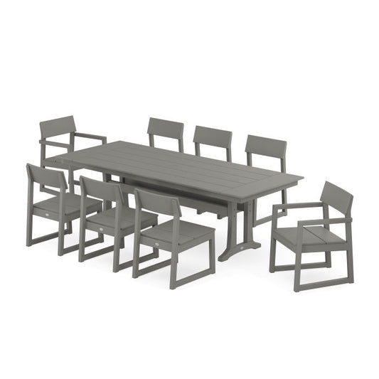 POLYWOOD Edge 9-Piece Farmhouse Dining Set with Trestle Legs FREE SHIPPING