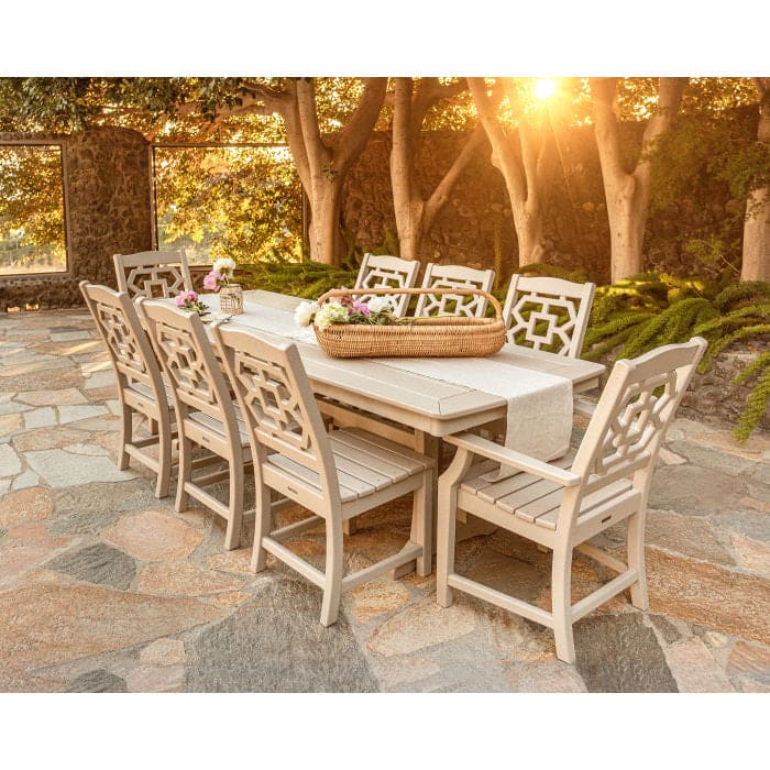 POLYWOOD  Chinoiserie 9-Piece Dining Set with Trestle Legs - FREE SHIPPING