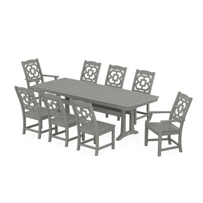 Polywood - Chinoiserie 9-Piece Dining Set with Trestle Legs - FREE SHIPPING