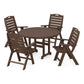 POLYWOOD    Nautical Folding Chair 5-Piece Round Farmhouse Dining Set   FREE SHIPPING