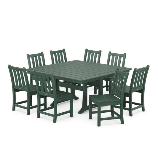 POLYWOOD - Traditional Garden 9-Piece Nautical Trestle Dining Set - FREE SHIPPING