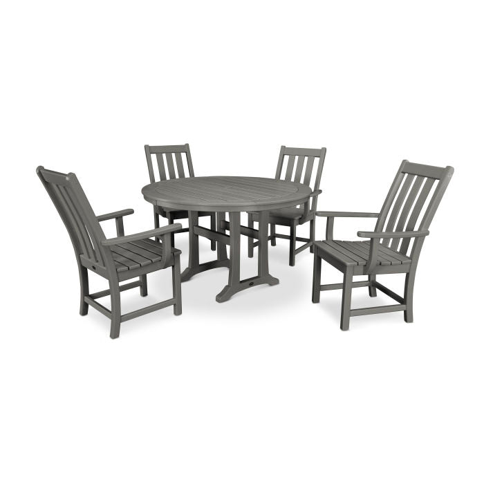 POLYWOOD Vineyard 5-Piece Round Dining Set with Trestle Legs FREE SHIPPING