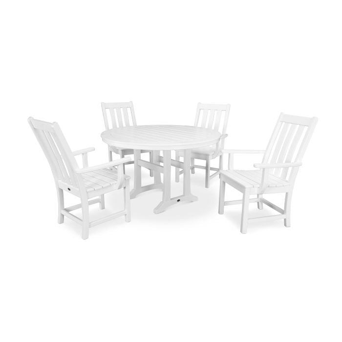 POLYWOOD Vineyard 5-Piece Round Dining Set with Trestle Legs FREE SHIPPING