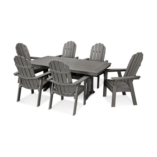 Polywood - Vineyard Curveback Adirondack 7-Piece Dining Set with Trestle Legs - FREE SHIPPING