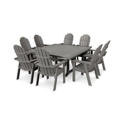 POLYWOOD Vineyard Curve back Adirondack 9-Piece Nautical Trestle Dining Set FREE SHIPPING