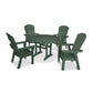POLYWOOD Nautical Curveback Adirondack 5-Piece Round Dining Set with Trestle Legs FREE SHIPPING