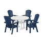 POLYWOOD Nautical Curveback Adirondack 5-Piece Round Dining Set with Trestle Legs FREE SHIPPING