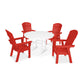 POLYWOOD Nautical Curveback Adirondack 5-Piece Round Dining Set with Trestle Legs FREE SHIPPING
