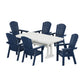 POLYWOOD Nautical Curveback Adirondack 7-Piece Dining Set with Trestle Legs FREE SHIPPING