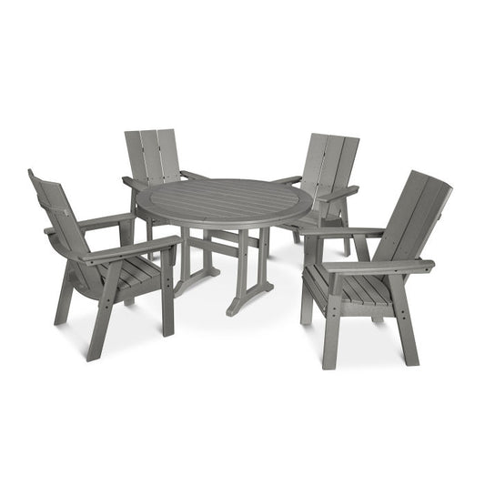 POLYWOOD Modern Curve back Adirondack 5-Piece Nautical Trestle Dining Set FREE SHIPPING