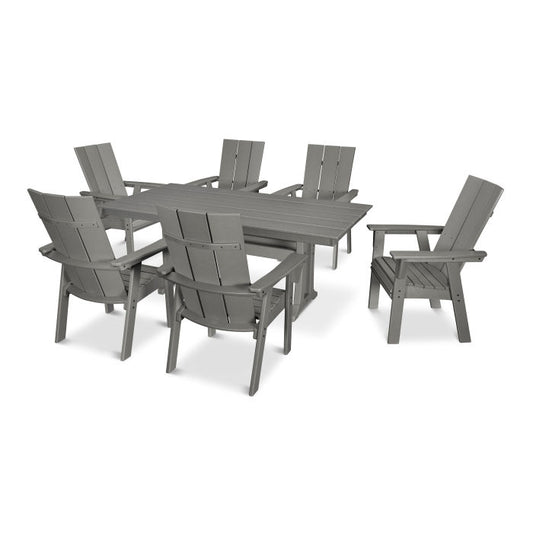 POLYWOOD Modern Curve back Adirondack 7-Piece Farmhouse Dining Set with Trestle Legs FREE SHIPPING