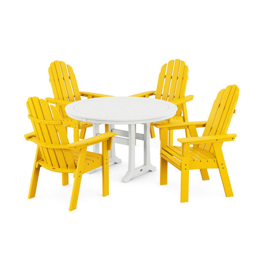 POLYWOOD - Vineyard Curveback Adirondack 5-Piece Nautical Trestle Dining Set - FREE SHIPPING