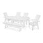POLYWOOD Modern Curveback Adirondack 6-Piece Farmhouse Dining Set with Trestle Legs and Bench FREE SHIPPING